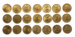Czechoslovakia, set of 20 halvers 1972-1992, 21 pieces.