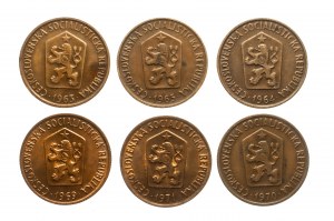 Czechoslovakia, set of 50 halvers 1963-1971, 6 pieces.