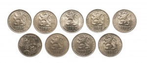 Czechoslovakia, set of 50 halvers 1978-1991, 9 pieces.