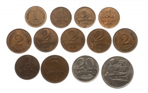 Lettonie, série de pièces de circulation 1922-1939, 13 pièces.