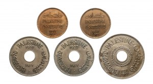 Palestina, sada oběžných mincí 1927-1942, 5 ks.
