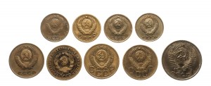 Russia, URSS (1922-1991), serie di monete in circolazione 1930-1965, 9 pezzi.