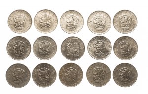 Czechoslovakia, set of 5 crowns 1966-1991, 15 pieces.