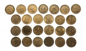 Czechosłowacja, zestaw 1 korona 1958-1992, 25 szt.