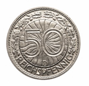 Německo, Výmarská republika (1918-1933), 50 Reichspfennig 1927 D, Mnichov