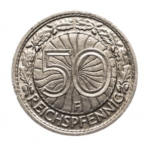Německo, Výmarská republika (1918-1933), 50 Reichspfennig 1927 F, Stuttgart