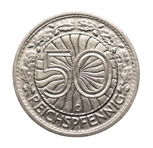Nemecko, Weimarská republika (1918-1933), 50 Reichspfennig 1927 G, Karlsruhe