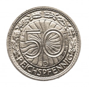 Německo, Výmarská republika (1918-1933), 50 Reichspfennig 1928 D, Mnichov