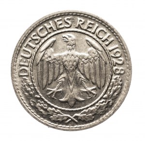 Germania, Repubblica di Weimar (1918-1933), 50 Reichspfennig 1928 D, Monaco di Baviera