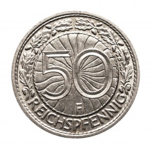 Nemecko, Výmarská republika (1918-1933), 50 Reichspfennig 1928 F, Stuttgart