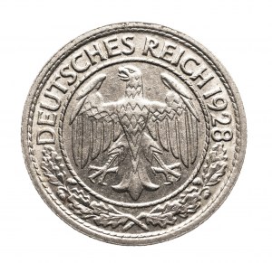 Německo, Výmarská republika (1918-1933), 50 Reichspfennig 1928 F, Stuttgart