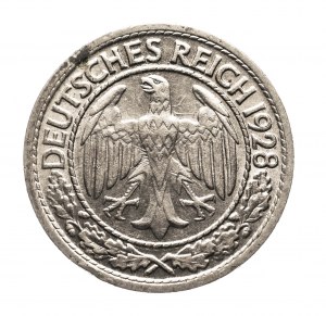 Německo, Výmarská republika (1918-1933), 50 Reichspfennig 1928 G, Karlsruhe