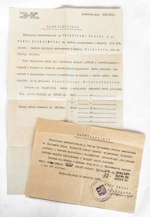 Generalgouvernement, Bescheinigung über die Genehmigung des Geldumtausches. Kielce, Opoczno, Białaczów 1940
