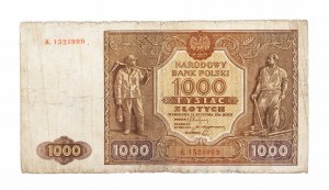 Poland, PRL (1944-1989), 1000 ZŁOTYCH 15.01.1946, series A