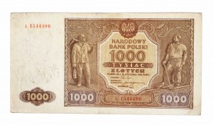 Poland, PRL (1944-1989), 1000 ZŁOTYCH 15.01.1946, series L