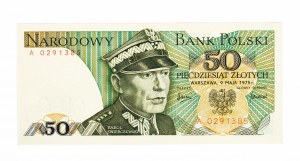 Polska, PRL (1944-1989), 50 ZŁOTYCH 9.05.1975, seria A