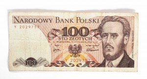 Poľsko, PRL (1944-1989), 100 ZŁOTYCH 15.01.1975, séria Y