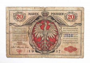 Generalne Gubernatorstwo Warszawskie, 20 marek polskich 9.12.1916, jenerał, Seria A.