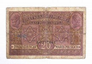 Generalgouvernement Warschau, 20 polnische Mark 9.12.1916, Jeneral, Serie A.