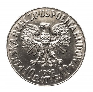 Polen, PRL (1944-1989), 10 Zloty 1965, Syrenka (Meerjungfrau), Nickelprobe