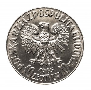 Poľsko, PRL (1944-1989), 10 zlotých 1965, Syrenka, vzorka niklu