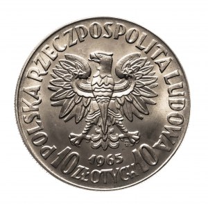 Pologne, PRL (1944-1989), 10 zloty 1965, Syrenka (Mermaid), échantillon de cuivre-nickel
