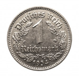 Allemagne, Troisième Reich (1933-1945), 1 marque 1934 F, Stuttgart