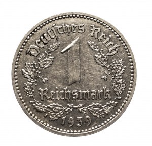 Allemagne, Troisième Reich (1933-1945), 1 marque 1939 A, Berlin