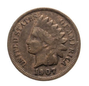 Stany Zjednoczone Ameryki (USA), 1 cent 1907, typ Indian's Head, Filadelfia