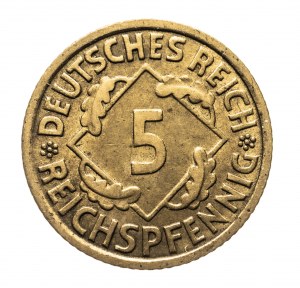 Allemagne, Troisième Reich (1933-1945), 5 Reichspfennig 1936 E, Muldenhütten