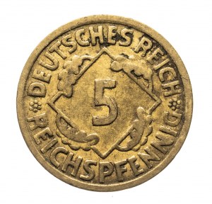 Německo, Výmarská republika (1918-1933), 5 Reichspfennig 1925 E, Muldenhütten.