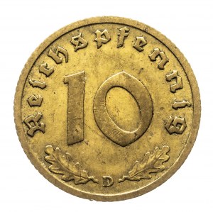 Allemagne, Troisième Reich (1933-1945), 10 Reichspfennig 1938 D, Munich