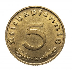 Německo, Třetí říše (1933-1945), 5 Reichspfennig 1939 B, Vídeň