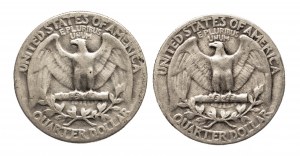 États-Unis d'Amérique (USA), ensemble de 2 pièces de 25 cents en argent, 1946/1950