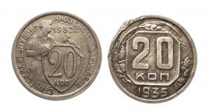 Russie, URSS (1922-1991), série de 20 kopecks 1932/1935 (2 pièces).