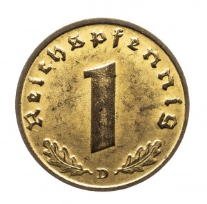 Deutschland, Drittes Reich (1933-1945), 1 Reichspfennig 1938 D, München