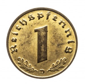 Allemagne, Troisième Reich (1933-1945), 1 Reichspfennig 1938 D, Munich