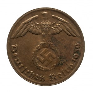 Nemecko, Tretia ríša (1933-1945), 1 Reichspfennig 1939 G, Karlsruhe
