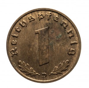 Allemagne, Troisième Reich (1933-1945), 1 Reichspfennig 1939 D, Munich