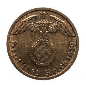 Niemcy, III Rzesza (1933-1945), 1 Reichspfennig 1939 D, Monachium