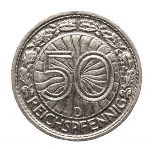 Germany, Weimar Republic (1918-1933), 50 Reichspfennig 1928 D, Munich