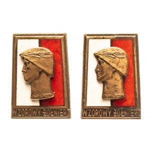 Polska, PRL (1944-1989), zestaw 2 odznak WZOROWY ŻOŁNIERZ brązowa, wzór 73.