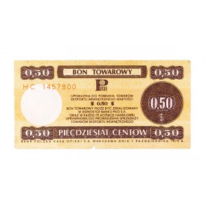 Pewex, Bon Towarowy, 50 centów 1.10.1979, seria HC.