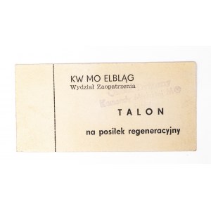 Polska, PRL (1949-1989), talon na posiłek regeneracyjny, KW MO Elbląg