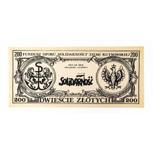 SOLIDARNOŚĆ, Banknot Funduszu Oporu, 200 zł 1987 Kutno, seria C, Stanisław Jasiukowicz.