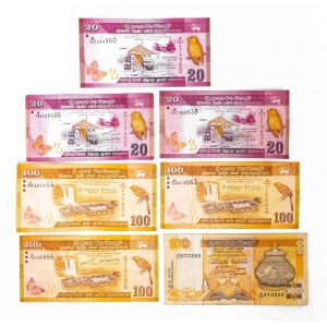 Sri Lanka, zestaw 7 banknotów.