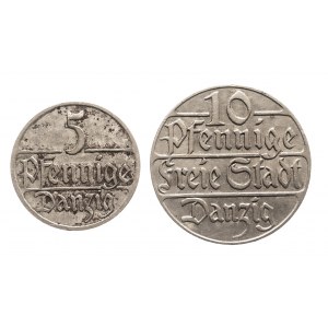 Wolne Miasto Gdańsk, 5 i 10 fenigów z 1923 r.