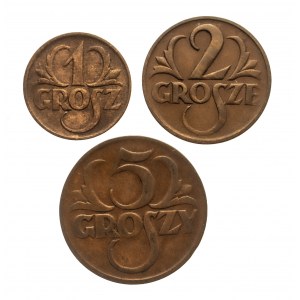 Polska, II Rzeczpospilita (1918-1939), zestaw: 1, 2 i 5 groszy 1925