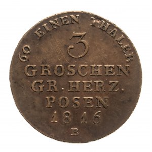 Wielkie Księstwo Poznańskie, 3 grosze 1816 B, Wrocław