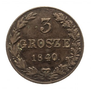 Królestwo Polskie, Mikołaj I, 3 grosze 1840, Warszawa - kropka po roku ...